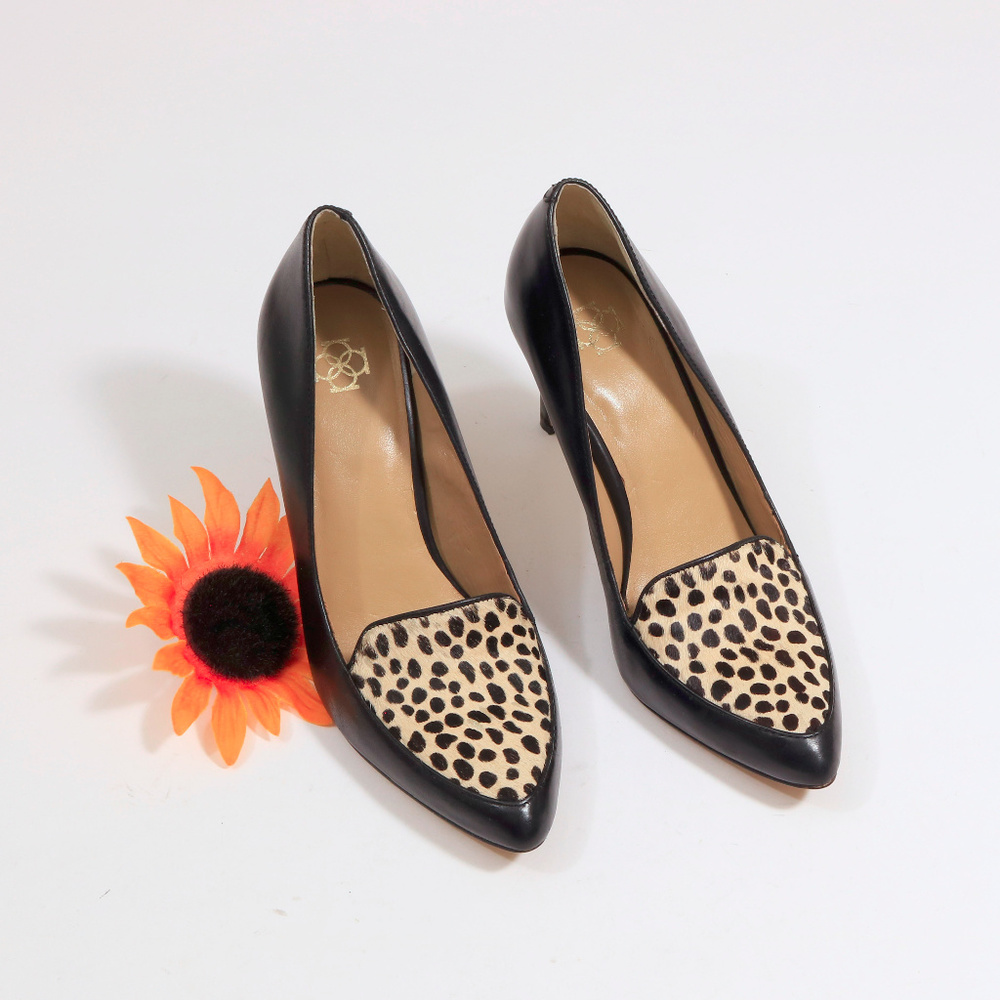Ann Taylor Animal Print & Black Pumps